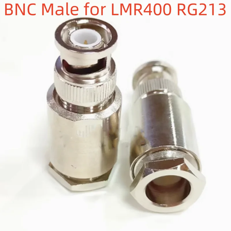 2pcs  Adapter BNC Male Female Clamp Solder Screw For LMR400 RG213 RG58 RG142 LMR300 5DFB Cable RF Straight Connector