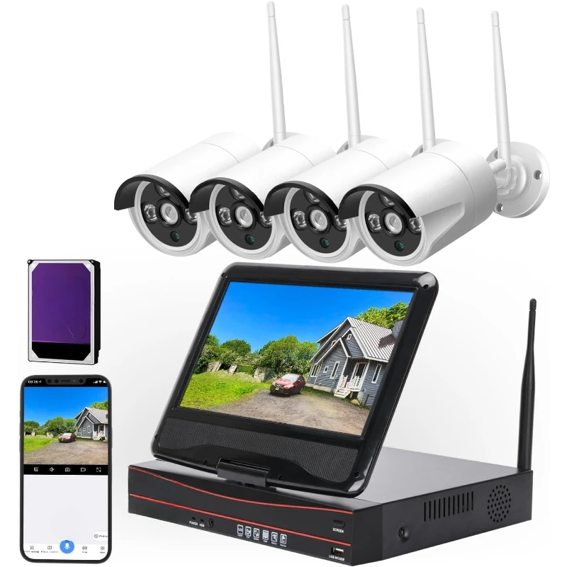 10CH Expandable Wireless Security Camera System with 10.1