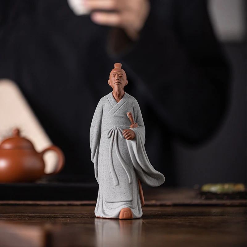 Chinese Historical Figure Zisha Ornaments, Poet Qu Yuanshen, Home Living Room Display Shelf Decorations, Small Gifts For The Dra