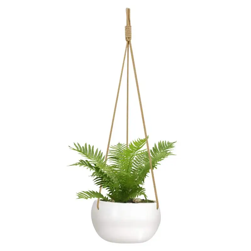 

Ceramic Succulent Hangable Planter Flower Pots Indoor Outdoor Gardening Wall Hangable Planter Pot With Rope And Drainage Hole