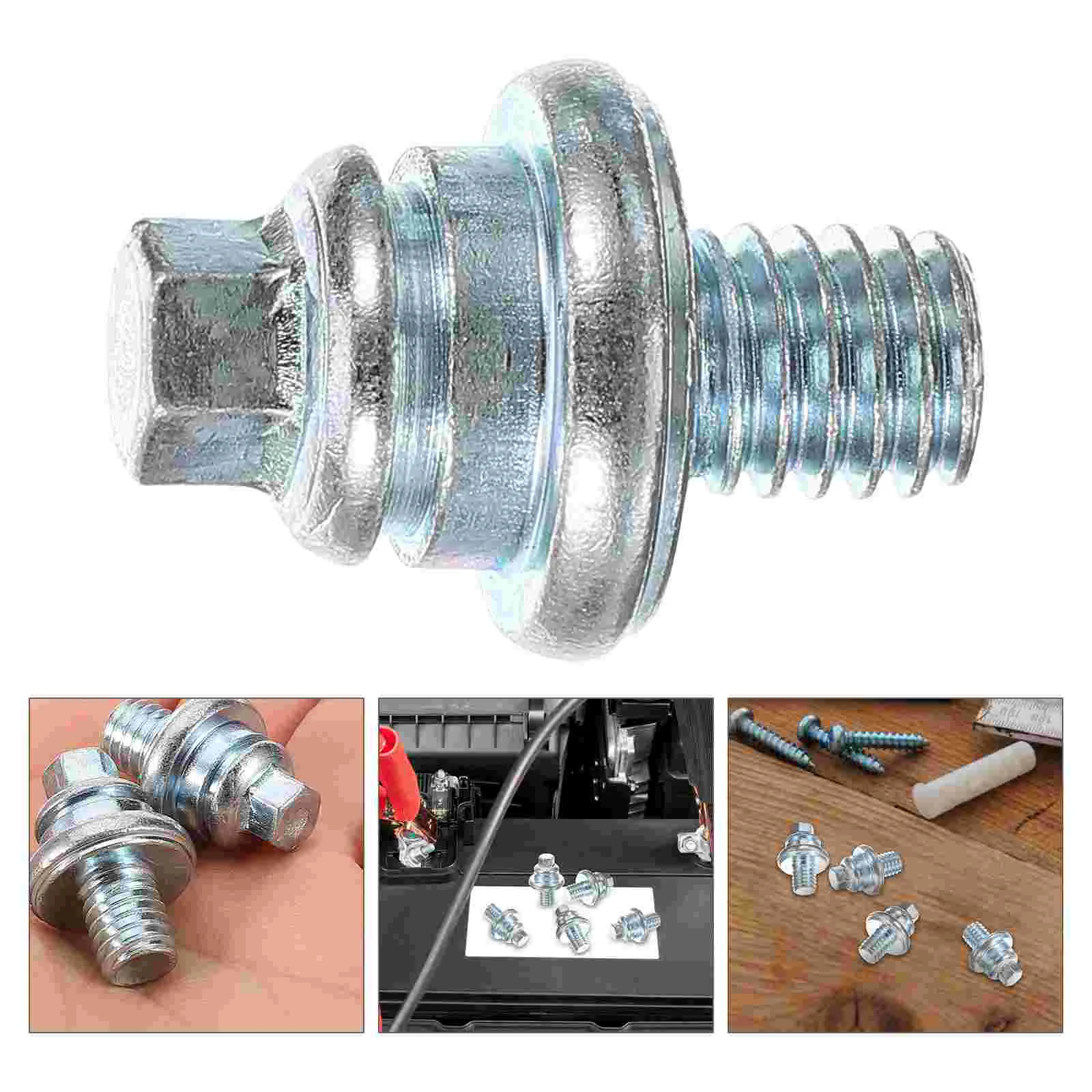 

10 Pcs Car Screws Stud Connector Bolts Vehicle Terminal Kit Galvanized Hexagon Nut Galvanization Nuts