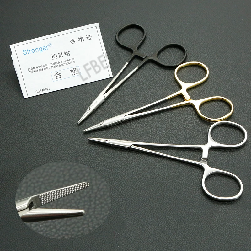 

Buried Wire Double Eyelid Needle Holder Suzhou Shijiang Needle Holder Gold Handle Fine Tooth Stainless Steel 12.5cm Needle Holde