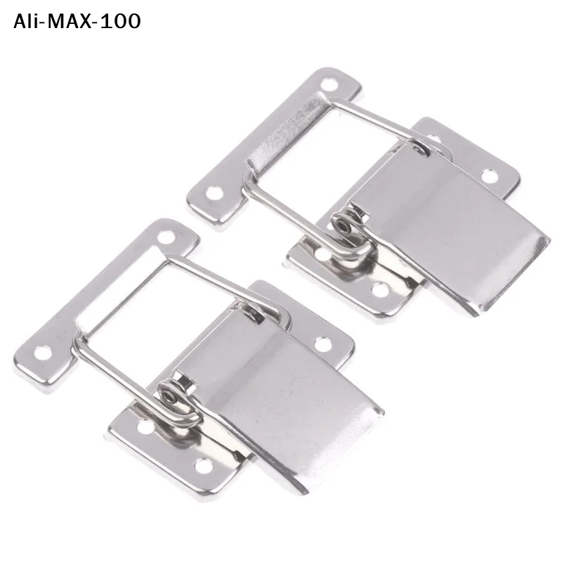 

【AyS】2Pcs Stainless Steel Latch Hasp Hardware Boxes Doors Belts Cabinet Case Spring Loaded Latch Catch Toggle Hasp Easy Install