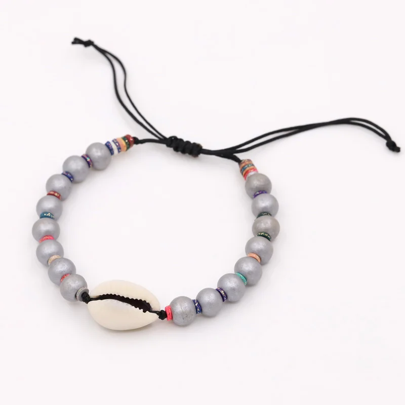 Fashion Women Jewelry Bracelets Bohemian Wood Beads Shell Charm Bracelet Female Girl Accessories Gifts