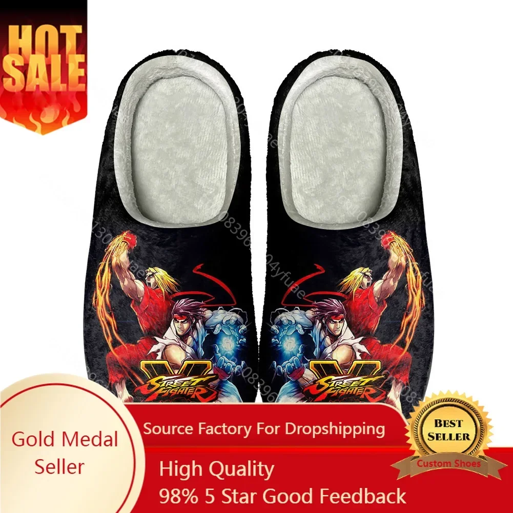Street Fighters Graphic Home Cotton Custom Slippers Mens Womens Sandals Plush Rock Band Casual Keep Warm Shoes Thermal Slipper