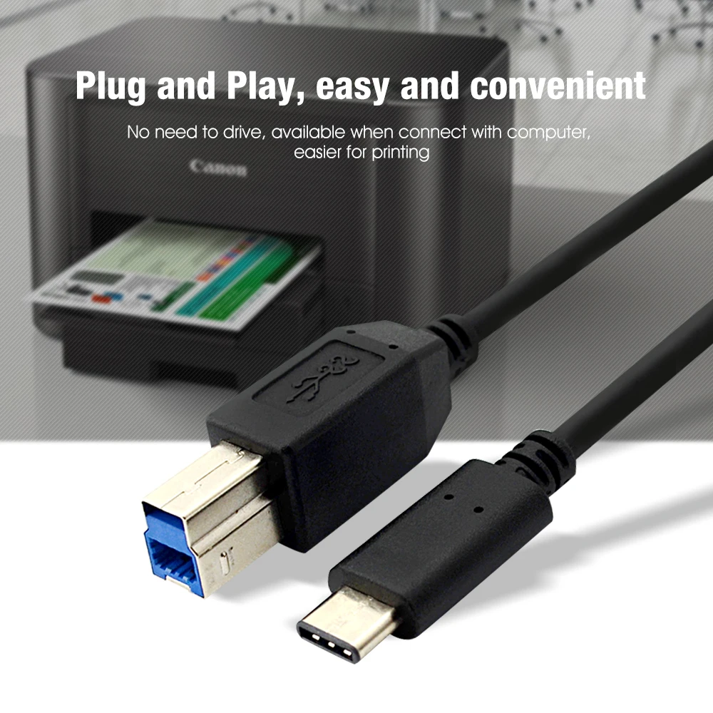 USB C 타입에서 USB B 3.0 케이블, 2m 데이터 프린터 USB 케이블, 맥 프로 델 휴대폰 및 HP 프린터 하드 디스크용, 1m, 3ft