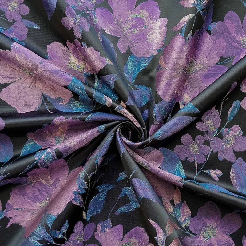 

Фиолетовая цветочная пряжа, окрашенная парчовая жаккардовая ткань для платья Cheongsam, сумка ручной работы, дизайнерская ткань, сделай сам, на метр, швейный материал