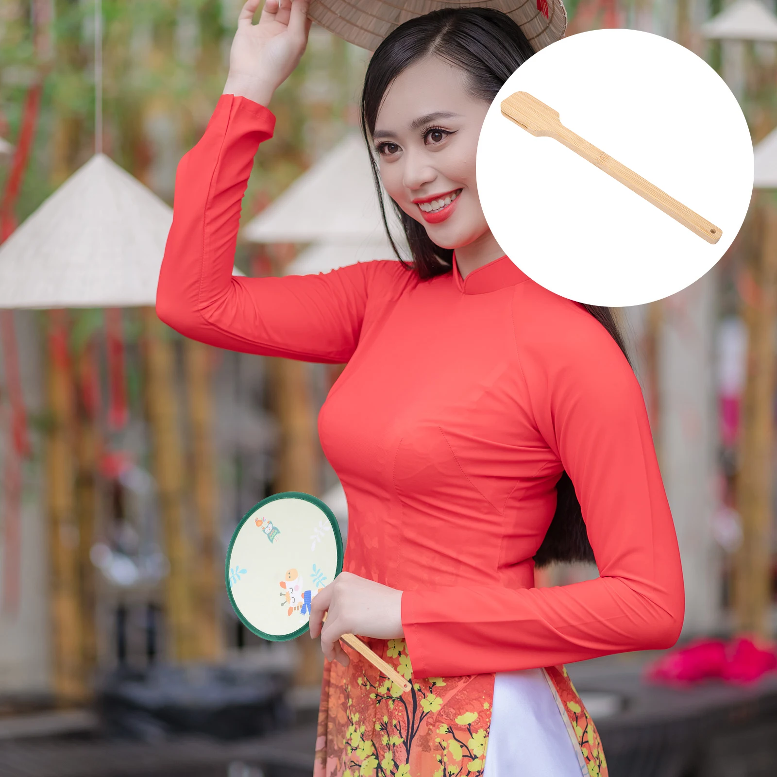 

10Pcs Round Fan Handles Bamboo Material DIY Wedding Bride Hand Fan Making Parts Accessories Handheld Fans Stick