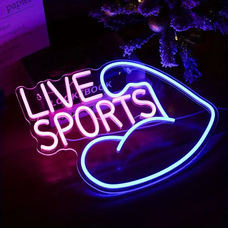 Live Sports Neon Sign Sport Competition Decor Neon Light Home Gym Decoration Neon Lights Room Wall Decoration Gym Lighting Decor