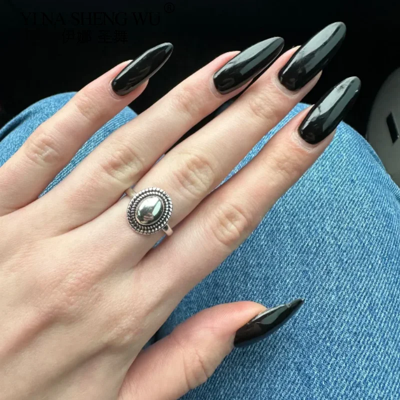 نسخة حلقة مفتوحة خفيفة فاخرة بيضاوية السبابة البنصر للنساء ريترو موضة شخصية تصميم تحسس هدايا عيد ميلاد الحفلات