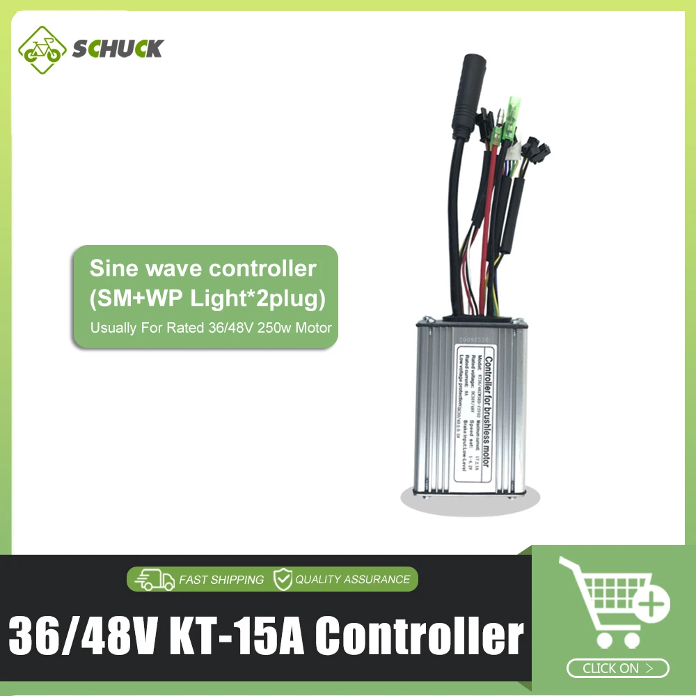 24 V/36 V/48 V 250 W-750 W KT Ebike Controller met SM Connector + WP Motor Plug voor Elektrische Fiets 15A 17A 20A 22A Controlesysteem
