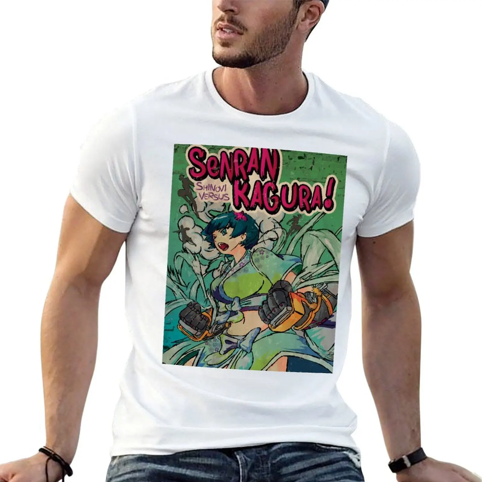 

Retro 90's Senran Kagura T-Shirt cotton tshirt 100% t shirts for man pack cotton T-Shirt