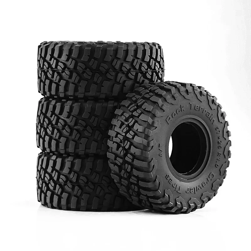 Pneus de roue en caoutchouc souple 25x57x22mm, 4 pièces, Terrain de roche pour 1/18 1/24 RC Micro voiture sur chenilles Axial SCX24 TRX4M AX24 pièces