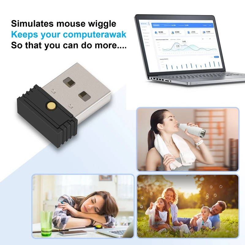 2Pcs USB Mouse Jiggler,Undetectable Automatic Computer Mouse Mover Jiggler, Keeps Computer Awake,Simulate Mouse Movement