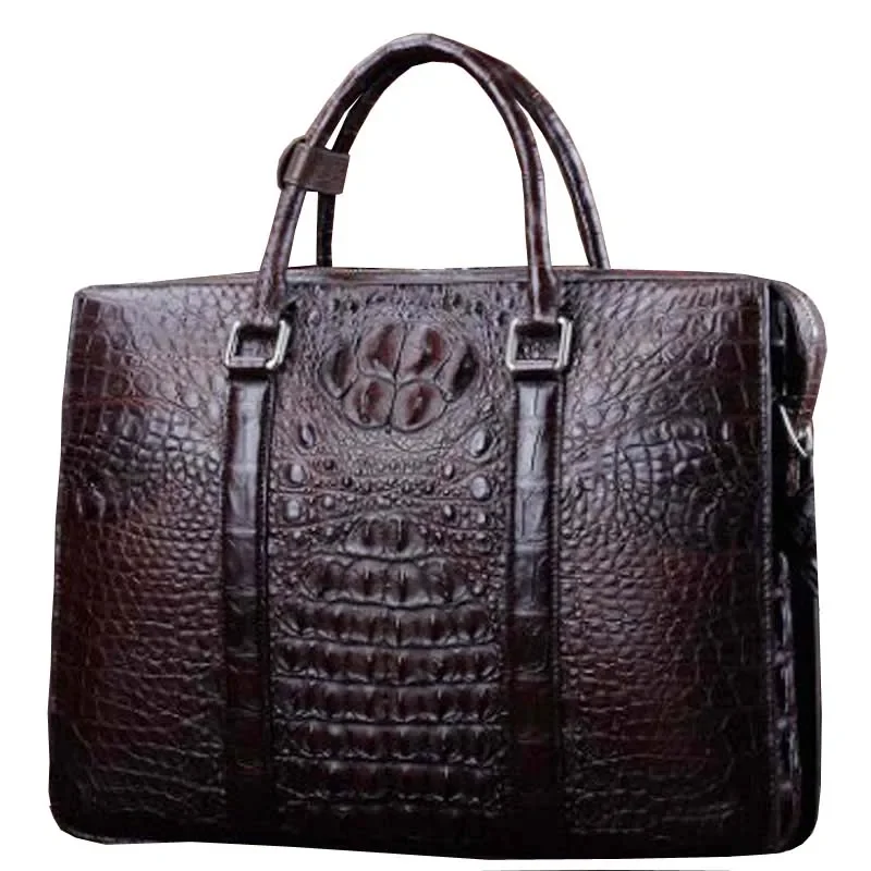 ourui new  crocodile  men  briefcase  brown men handbag crocodile bag new arrival