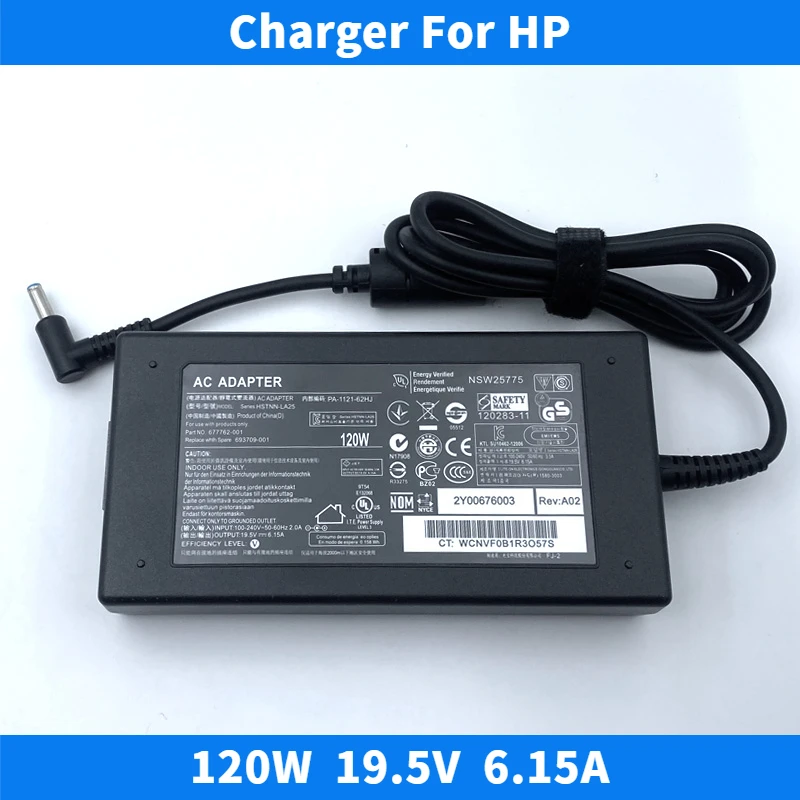 

120W 19.5V 6.15A 4.5*3.0mm Laptop Charger Adapter FOR HP ENVY 15 17 15-J013TX J015T 15-AX033 HSTNN-CA25 Notbook Power Supply