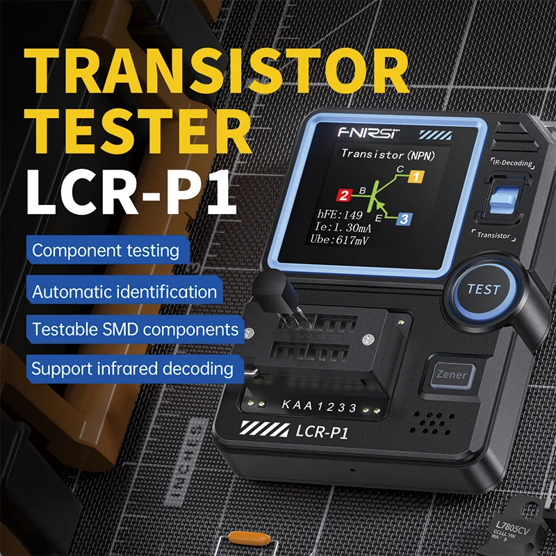 FNIRSI LCR-P1 Transistor Tester Diode Triode Capacimeter Resistance LCR ESR Meter MOSFET NPN PNP SMD Multifunction Tester