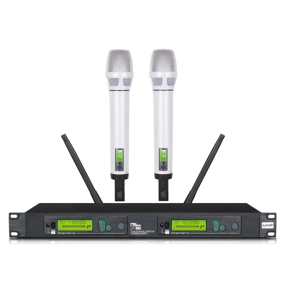 Professional True Diversity Dual Channel UHF Wireless Microphone for performance