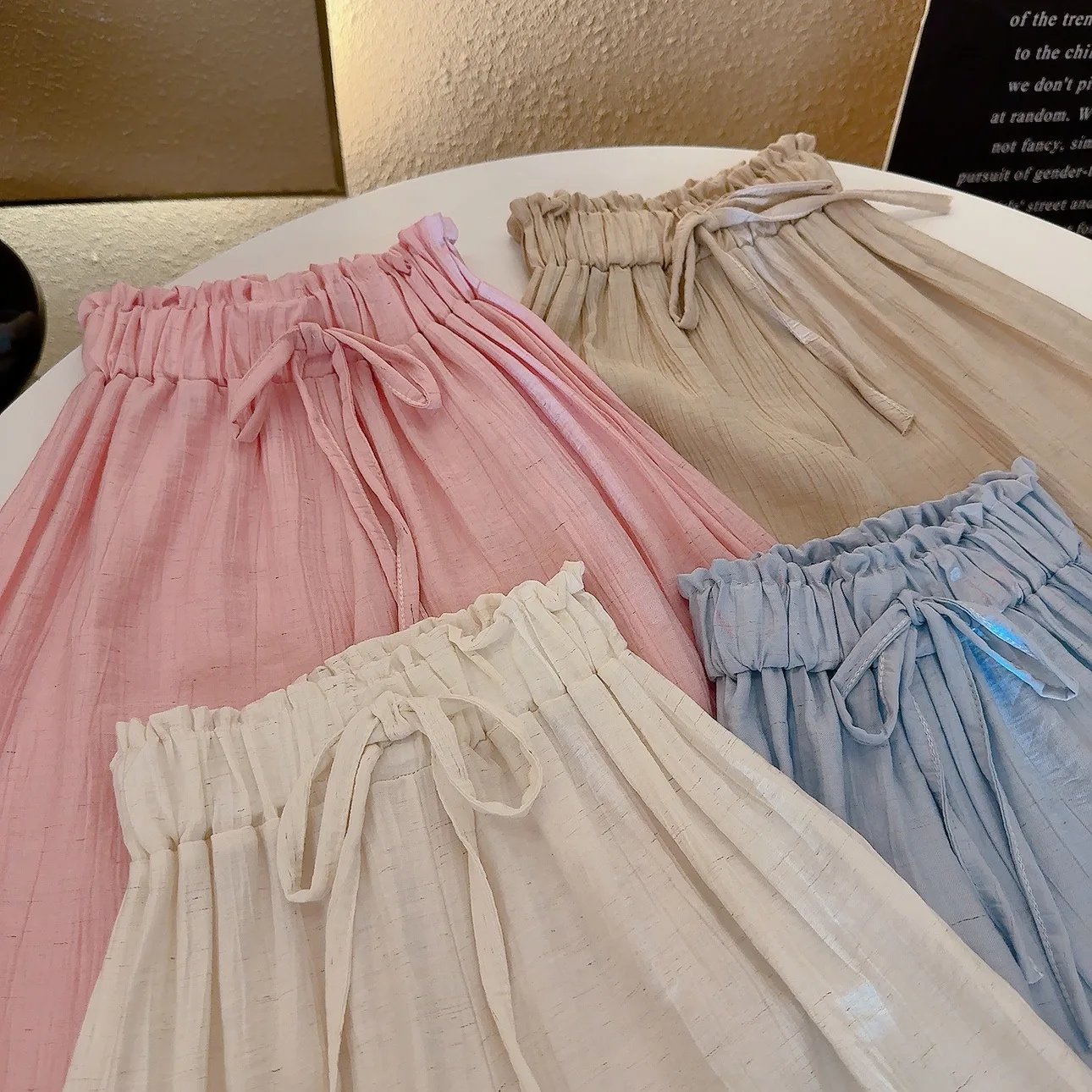 New Korean Girls' Loose Wide Leg Pants Summer Candy Color Versatile Solid Thin Breathable Baby Trendy Children's Casual Pants