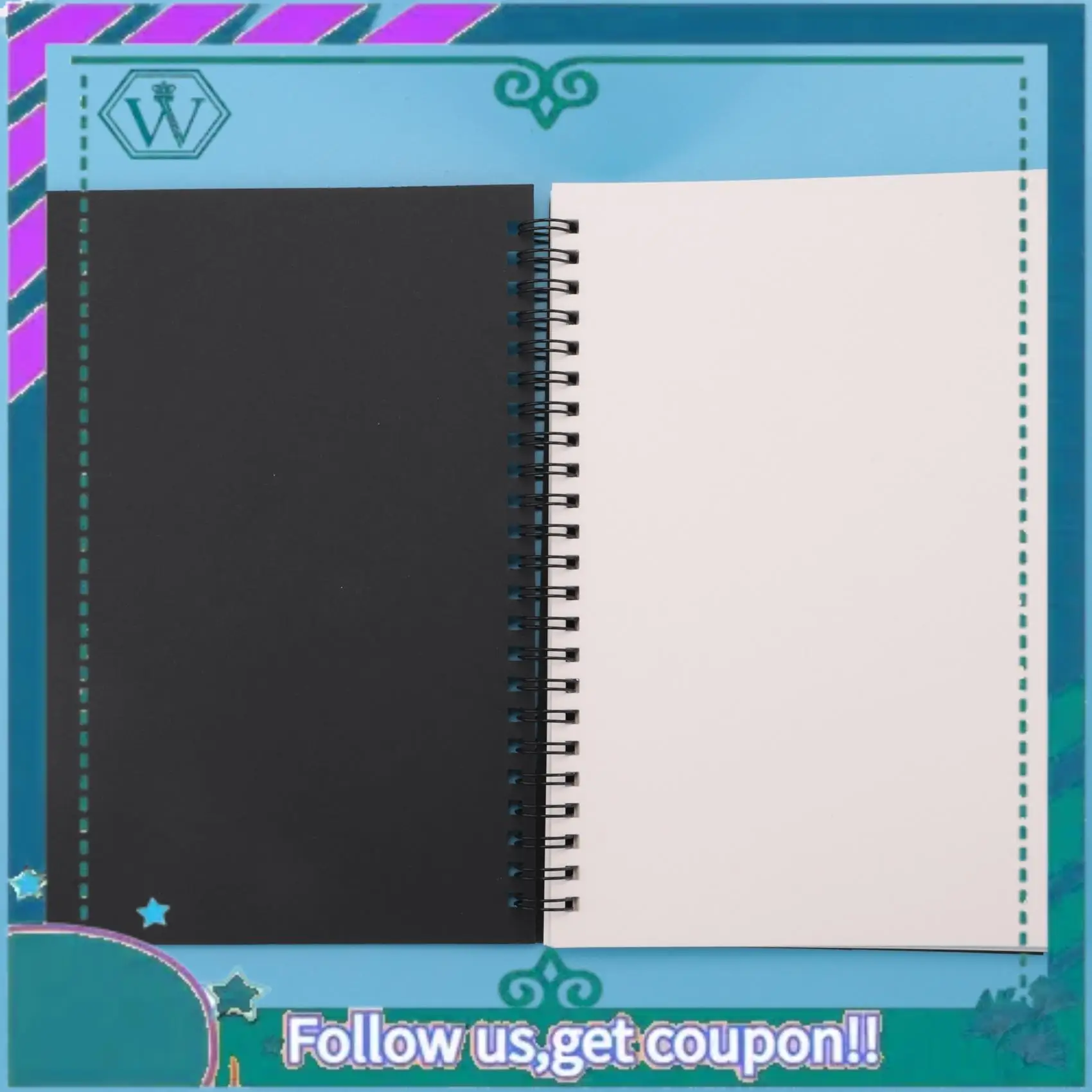 A75Q-5Pcs A5 Black Spiral Notebook Blank Sketchbook Unruled Journal Pack Thick Blank Paper 50 Sheet 100 Unlined Pages