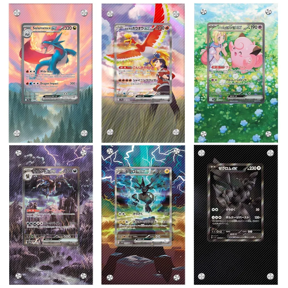 Pokemon Cards Display Ptcg Charizard Espeon Latias Reshiram Zekrom Anime Game Expand Art Gifts Acrylic Protective Display Case