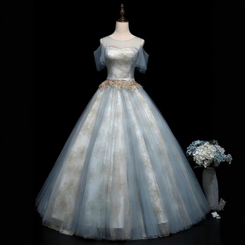 Color Dress Quinceanera Dresses Evening Dress Performance Stage Skinny Female Student Art Exam Hosting Ball Gown