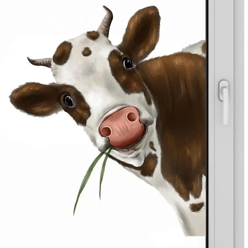 

Funny Window Clings Cow Wall Decals Stickers Peeking Cow Wall Sticker Cow Window Stickers Realistic Peeking Cow Stickers Decor