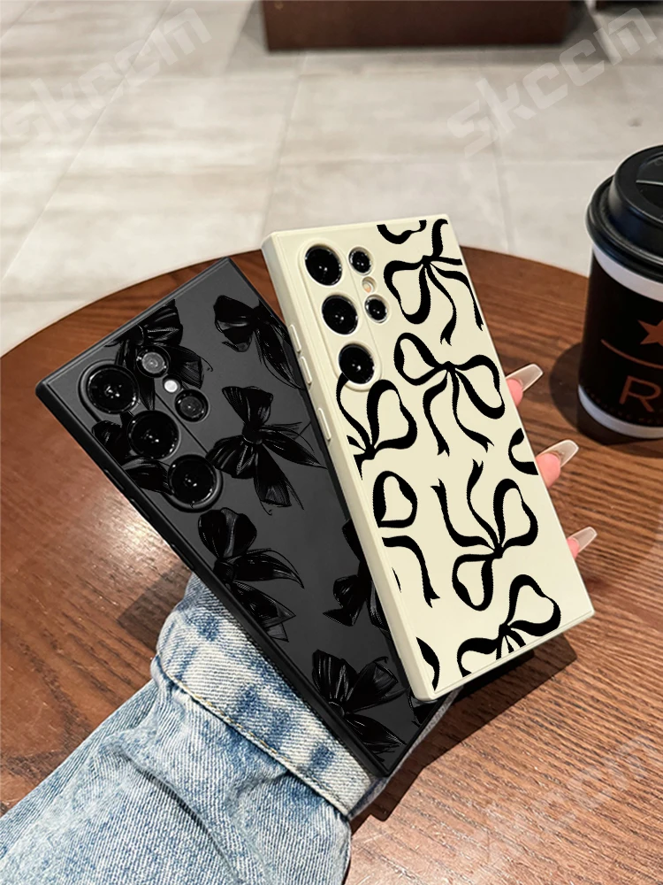 Cute Bowknot Silicone Phone Case For Samsung Galaxy S25 S24 S23 S22 Ultra Plus S20 FE A15 A35 A50 A51 A54 A55 A71 A72 A73 Cover - náhled 4