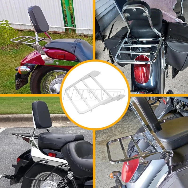 Motorcycle Steel Rear Sissy Bar Backrest Chrome Luggage Rack For Honda Shadow Spirit VT750DC VT400 VT600 VT1100 VF250 VF750