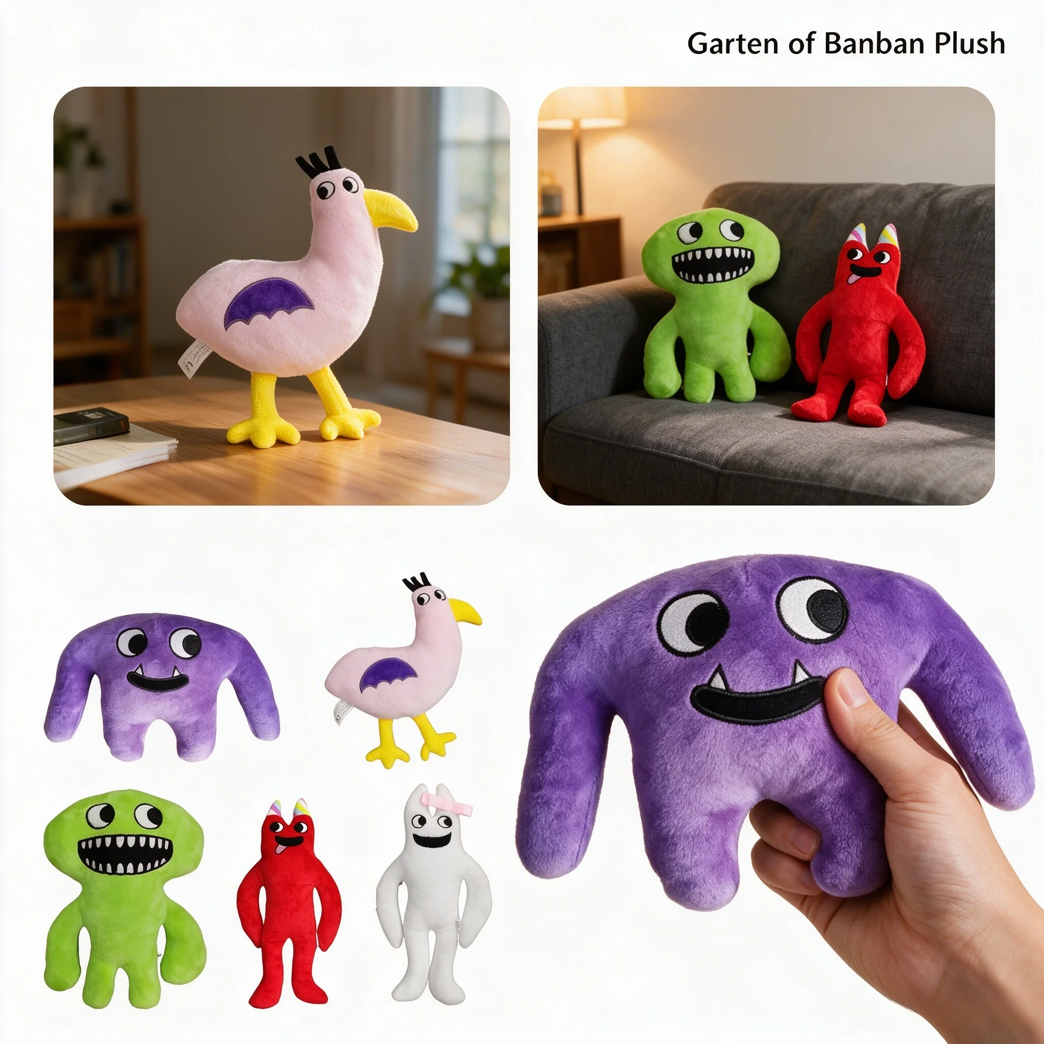 Colorful Weird Creature Plush Doll Soft Fluffy Cartoon Monster Stuffed Toy Teen Bedroom Decor Birthday Collectible Gift
