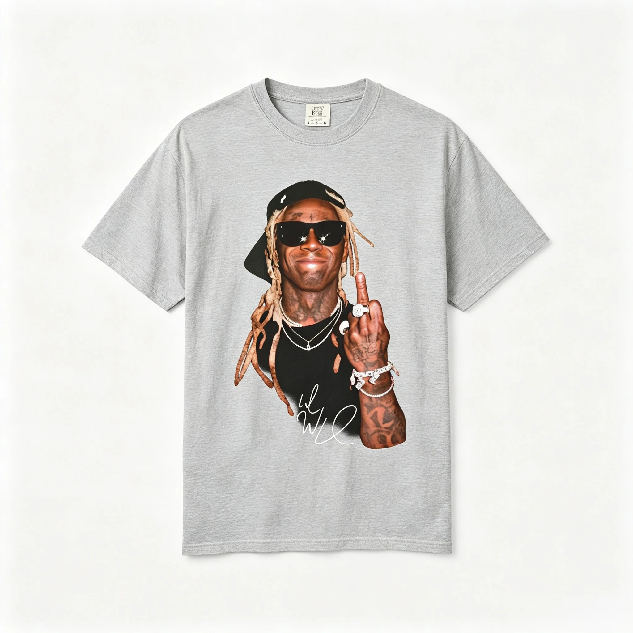 Lil Wayne 2026 Tour T-Shirt Hip-Hop-Rapper-Print-Muster Reine Baumwolle T-Shirt Sommer Herren Damen Streetwear Y2k-Stil Shirt – Detail 7