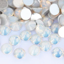 YANRUO 2058NoHF SS3-SS34 White Opal Glue On Stone Flatback Non Hotfix Strass Crystal Rhinestone For Nail Art