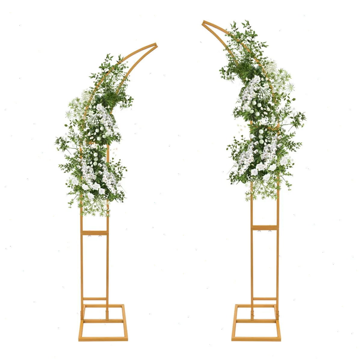

Gold Wedding Arch Set of 2, Tall Wedding Stand 6.9Ft and 6.2Ft for Ceremony Aisle, Roadway Arch Decor, Sturdy Metal Construction