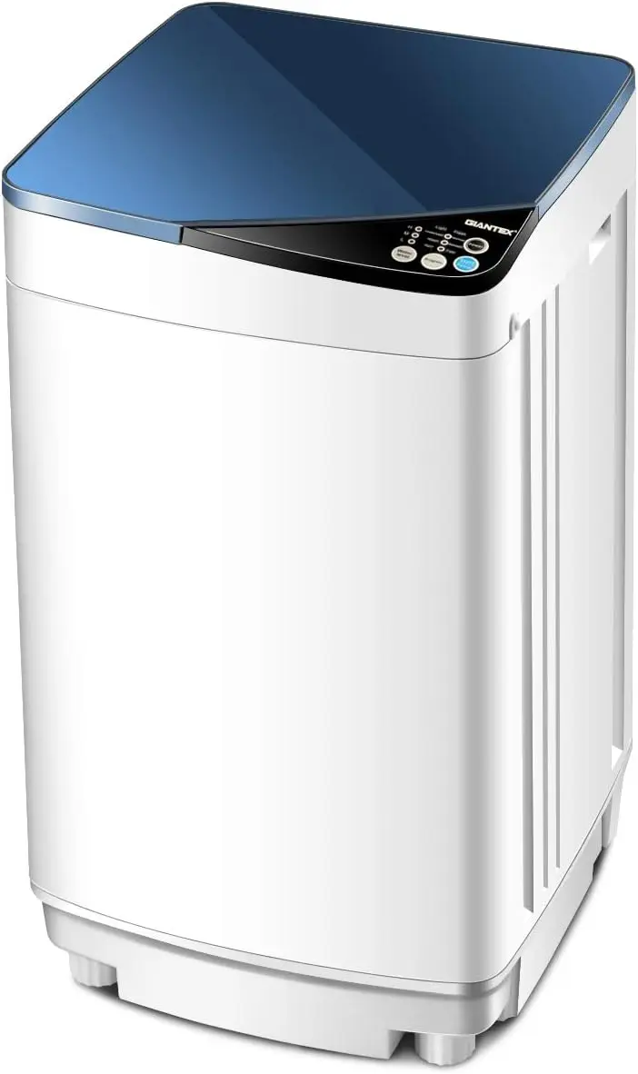 Full-Automatic Wash Machine Portable Washer and Spin Dryer 7.7 lbs Capacity Compact Washer with Built-in Barrel Light Drain Pump