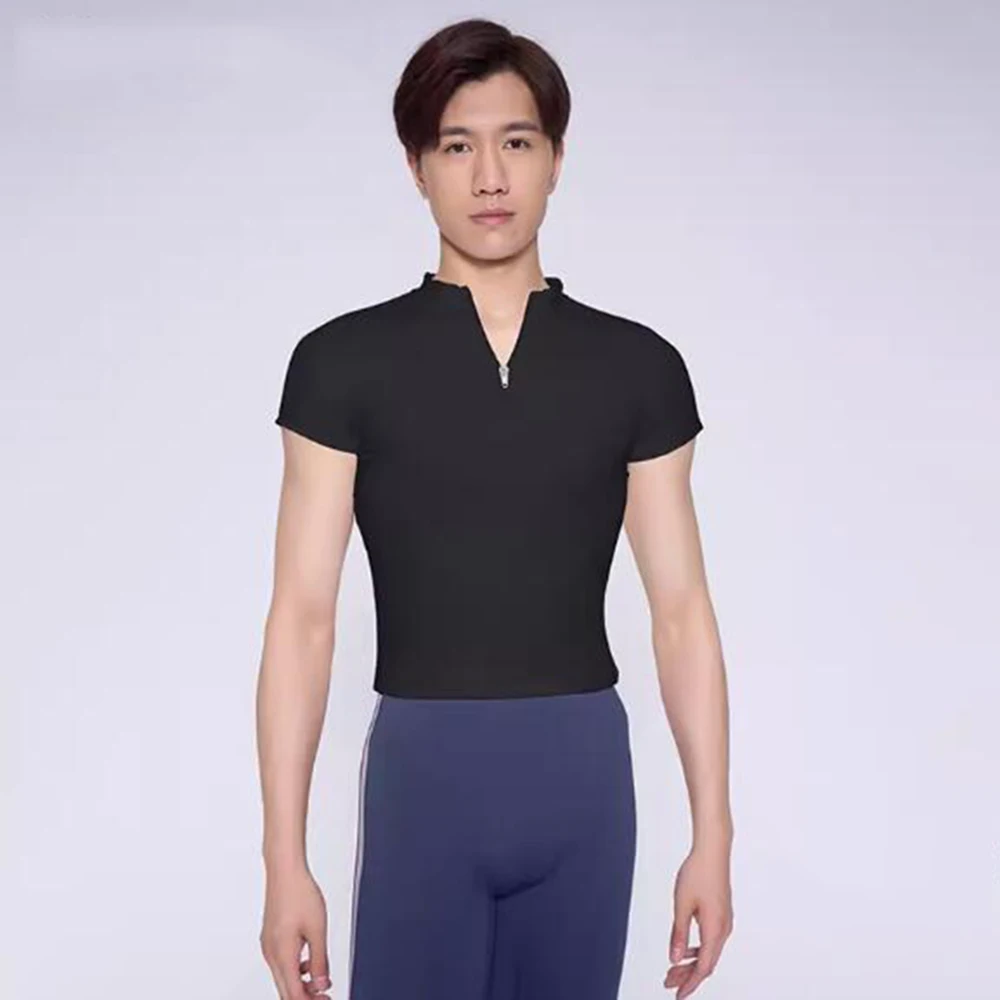 

Ballet Body Suit Basic Practice Tight T-shirt, Men's Adult Ballet Dance Training Shirt
