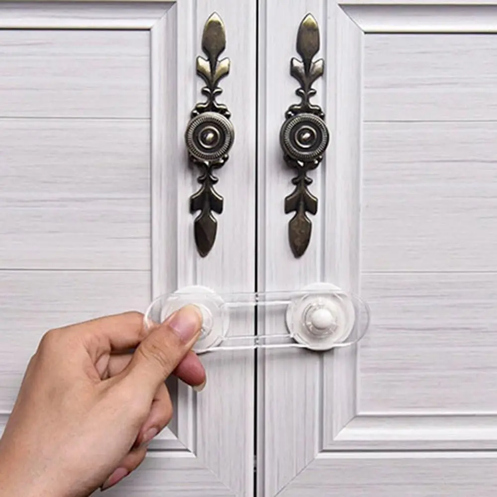 Plastic Child Safety Lock Transparent Strong Fixation Sliding Door Lock Anti-pinch Kids Protection Refrigerator Door Lock Home