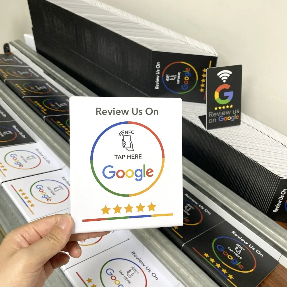 5pcs for Google Reviews NFC Stand Ntag215 504 bytes Table Display URL Writing Social Media Business Review Cards