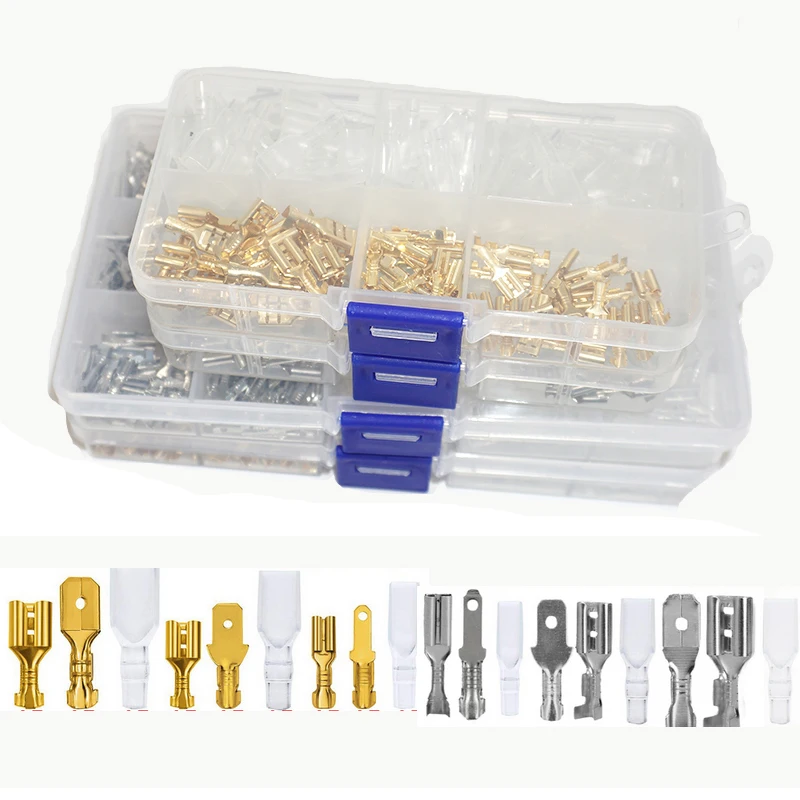 135/320PCS 2.8mm 4.8mm 6.3mm Male and Female Wire Spade Connector and Insulating Sleeve Assortment Kit for Car Audio Speaker