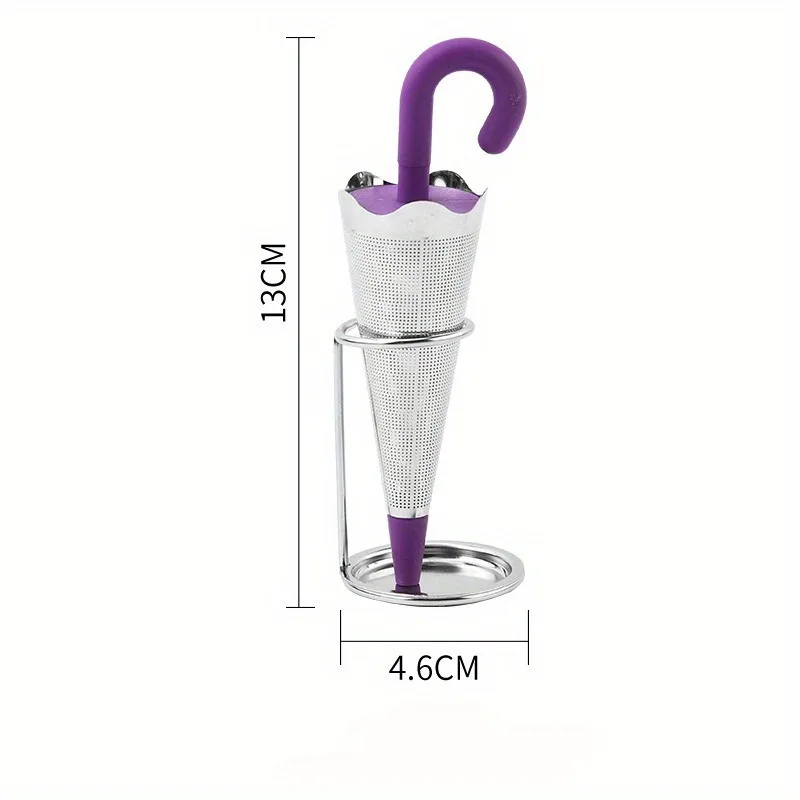 1pc Reusable Umbrella Tea Infuser With Drip Tray For Tea Cups, Mugs And Teapots, Stainless Steel Fine Mesh Tea Strainer view 5