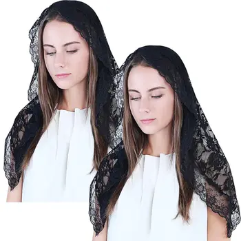 블랙 베일 레이스 만틸라 카톨릭 교회 채플 베일 헤드 커버링 라틴 매스