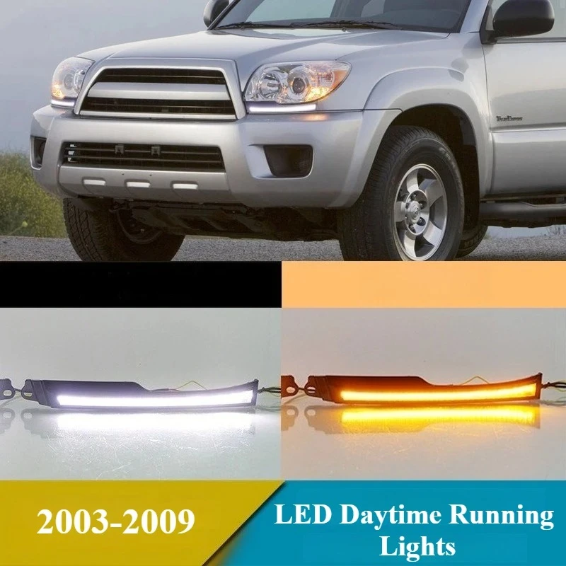 

For Toyota 4Runner 4 Runner 2003-2009 1 Pair LED Daytime Running Lights White DRL Yellow Dynamic Turn Signal Fog Lamp 12V