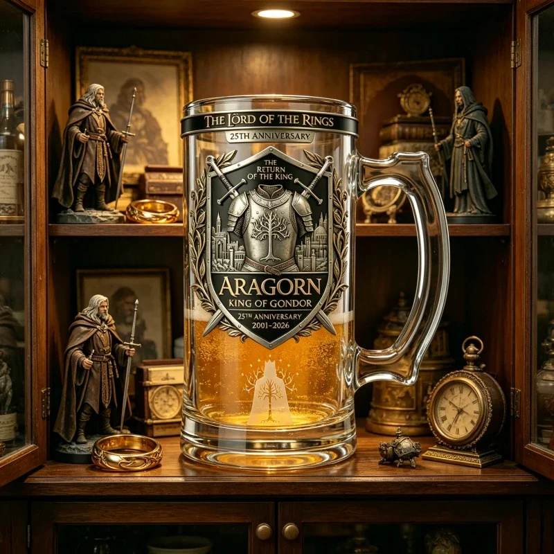 The Lord of the Rings Aragorn King of Gondor 25th Anniversary Beer Mug, LOTR The Return of the King Glass Stein, Home Decoration - view 5