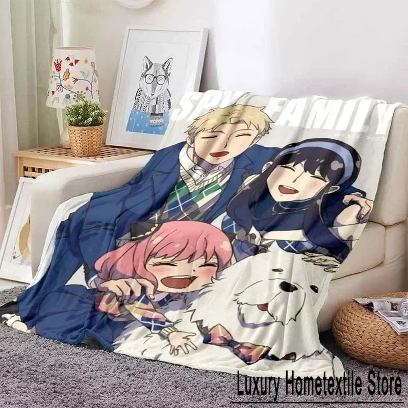 Anime SPYFAMILY Flannel Blanket Washable Sofa Cover Hiking Picnic Fashionable Leisure Office Travel Napping Throw Gifts for Kids