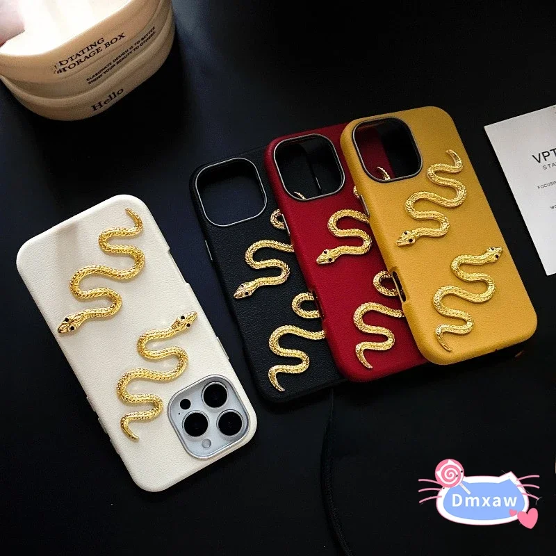 For Infinix Note 40 30 Pro Plus 12 Turbo Hot 10 Lite 9 Play Pro 8 Lite Phone Caser 3D Leather Snake Golden Soft Shockproof Cover