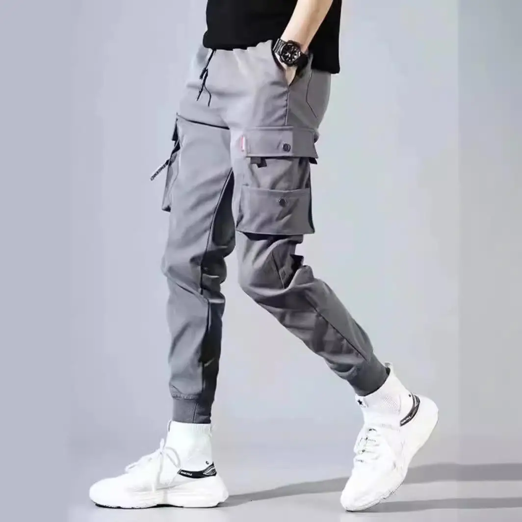 Korean Retro Cargo Pants Men Loose BF Style Jogger Ins Long Pants