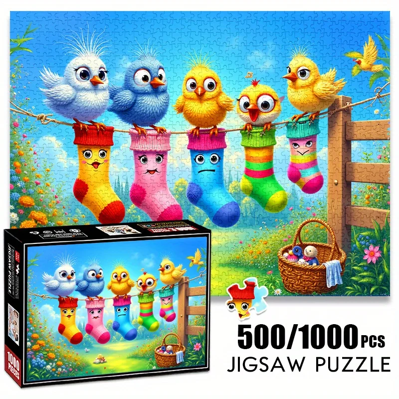 

Паперовый пазл 500/1000 шт. — цыплята в носках, садовый дизайн, устойчивый к царапинам, уровень навыков, прямоугольная форма, I