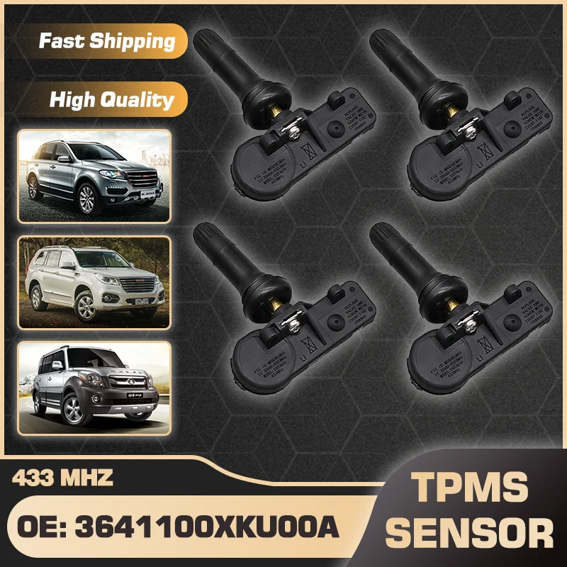 

Car For Haval H8 2013-2019 Haval H9 2014-2019 Haval M2 2014-2015 1/4PCS TPMS Tire Pressure Monitor Sensor 3641100XKU00A 433 MHz