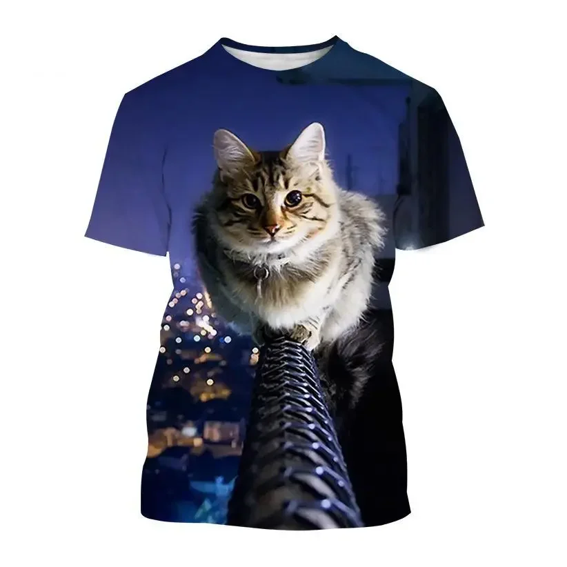 New 3d Animal Cat Pattern Printed Men's And Women's Children's Casual Round Neck Harajuku T-shirt Summer Street Style Thin Top
