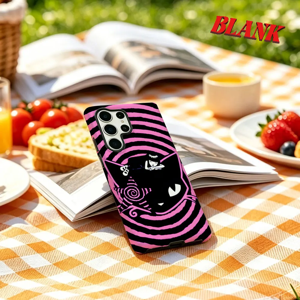 Pink Spiral Cat For Samsung Galaxy Phone Case S23 A57 S20 S25 FE S26 Plus S24 Ultra A56 A37 2-IN-1 Shockproof Bumper