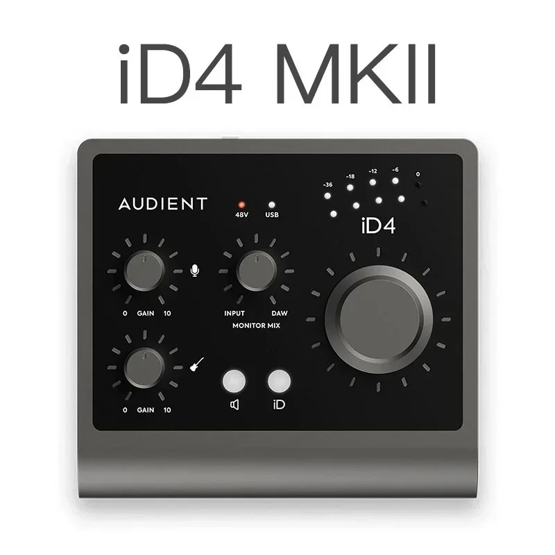 Gold Seller Original Audient iD4 MKII MK2 Professional Studio Live Recording Guitar JFET D.I USB AD-DA Audio Interface Sound C